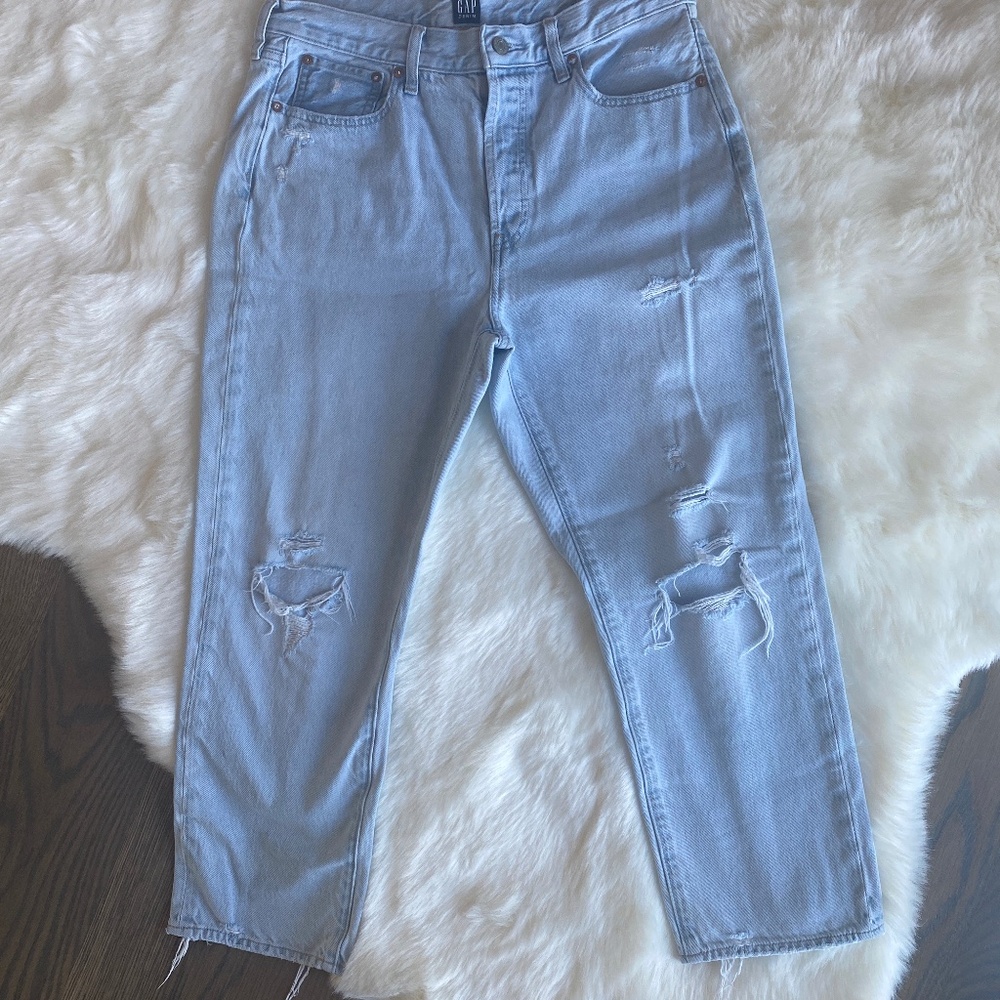 GAP Womens Boyfriend Jean 1969 Distressed Wash Size 10